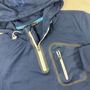 Under Armour 1/4 Zip Pullover Men's Medium Navy Hooded Combine Long Sleeve Run